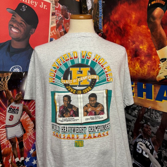 Tultex Other - Vintage‎ Evander Holyfield vs Larry Holmes Boxing T Shirt 1992 Caesars Sz 2XL
